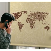 Store carte du monde style mandala