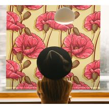 Stores avec fleurs sticker de coquelicots rouges vintage