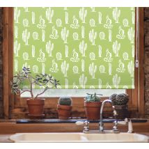Store enrouleur salle de bain motif cactus fond vert