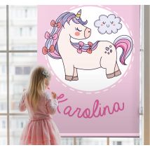 Stores personalisés Licorne rose avec nom