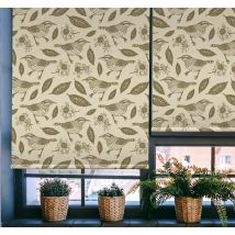 Store enrouleur salon beige oiseaux et plantes