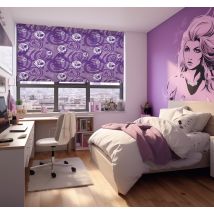 Store lilas chambre ado graffiti avec crânes