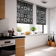 Store cuisine effet carrelage carreaux noirs