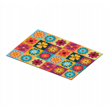 Set de table moderne carreaux de fleurs colorées