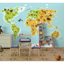 Photo murale enfant Carte du monde animal