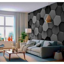 Papier peint 3d salon hexagones