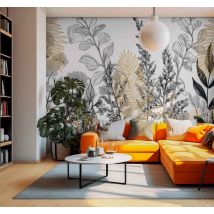 Tapisserie murale salon dessins de plantes