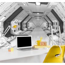 Papel pintado 3D nave espacial blanca