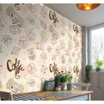 Papier peint adhesif deco café