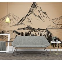 Pins avec des roches forêt murale