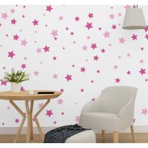 Papier peint bébé étoiles filantes roses