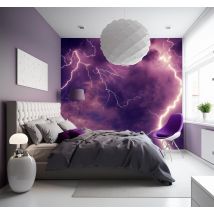 Tapisserie murale ciel nuages et éclairs