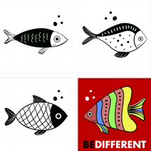 Posavasos peces frases sé diferente