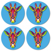 dessous de verre tres moderne Peinture girafe multicolore