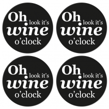 Dessous de verre citation Phrase oh regarde c'est l'heure du vin