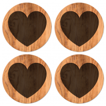 Dessous de verre avec motif Coeur avec texture en bois