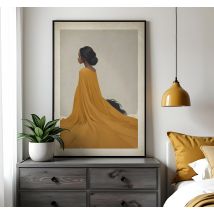 Affiche art dame en robe orange