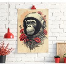 Poster dessin artistique singe astronaute