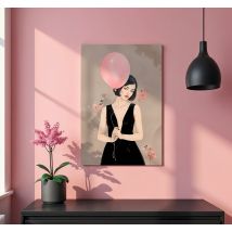 Poster dessin artistique femme avec ballon