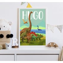 Poster de dinosaurio con nombre personalizado