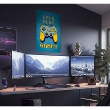 Poster Allons jouer aux jeux avec manette jeu