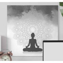 Tableau silhouette en méditation avec mandala