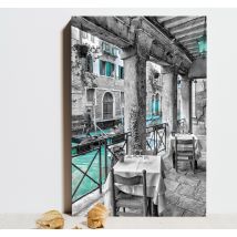 Tableau vue sur gondole dans un restaurant à Venise