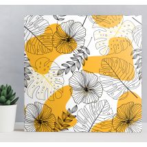 Cuadro nórdico hojas tropicales naranja