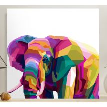 Toile éléphant éléphant réaliste multicolore