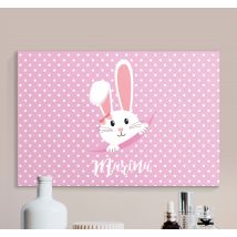 Tableau pour chambre bébé Lapin mignon pour fille avec nom