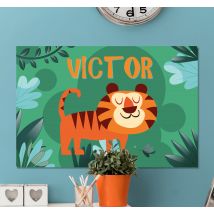 Tableau pour chambre bébé Tigre mignon pour garçon avec nom