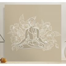 Tableau style yoga d'une femme méditant