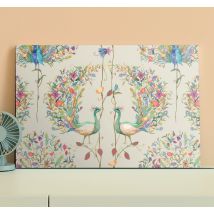 Tableau de jardin au décor floral avec 2 paons