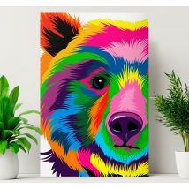 Tableau forme géométrique Ours coloré