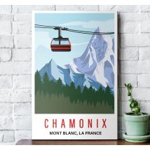 Tableau paysage Chamonix vintage