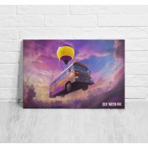 Tableau jeux vidéo scène de bus volant