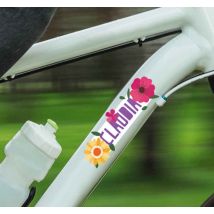 Sticker vélo fleurs et prénom
