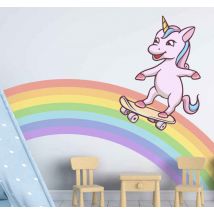Sticker licornes avec arcs-en-ciel