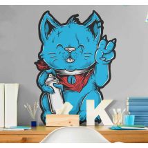 Sticker chat avec boucle d'oreille