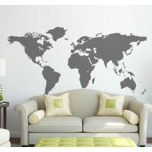 Sticker mural pour salon carte du monde simplifiée