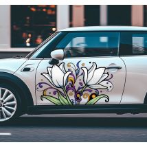 Sticker voiture tulipes colorées