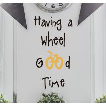 Sticker having a wheel