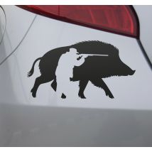 Sticker voiture chasse au sanglier