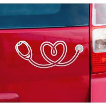 Sticker voiture stéthoscope coeur