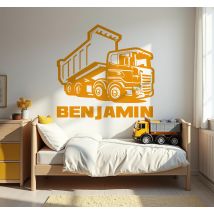 Sticker jouet camion de construction avec nom
