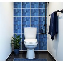 Sticker salle de bain motif carré bleu marine