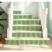 Sticker escalier carreaux portugais verts