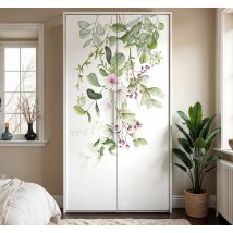 Adhésif meuble fleurs et feuilles