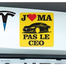 Sticker voiture j'aime ma tesla pas le ceo