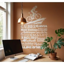Sticker cyclisme silhouette de femme à vélo sur les sommets